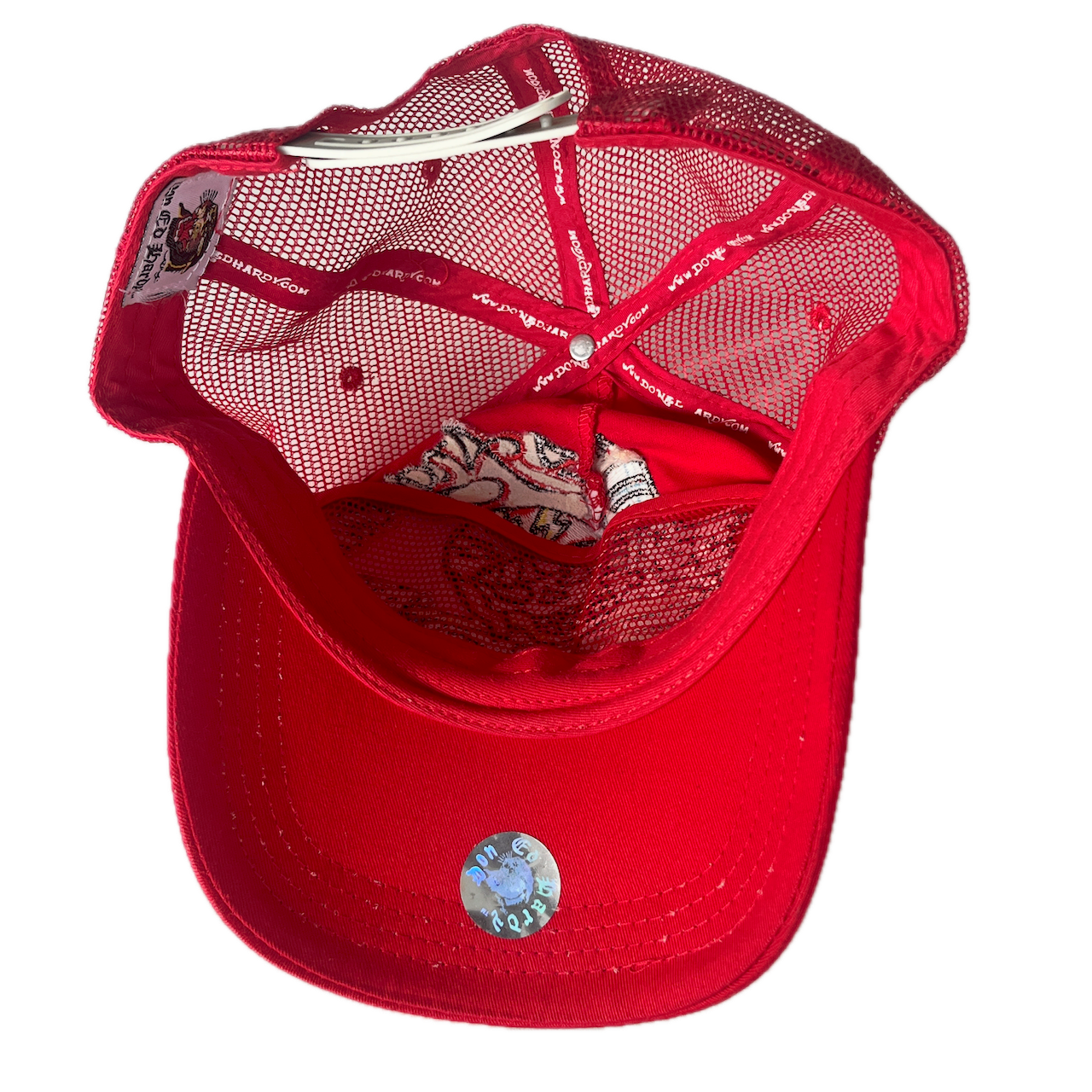 Ed Hardy Cap Rot Totenkopf und Flagge Glitzer