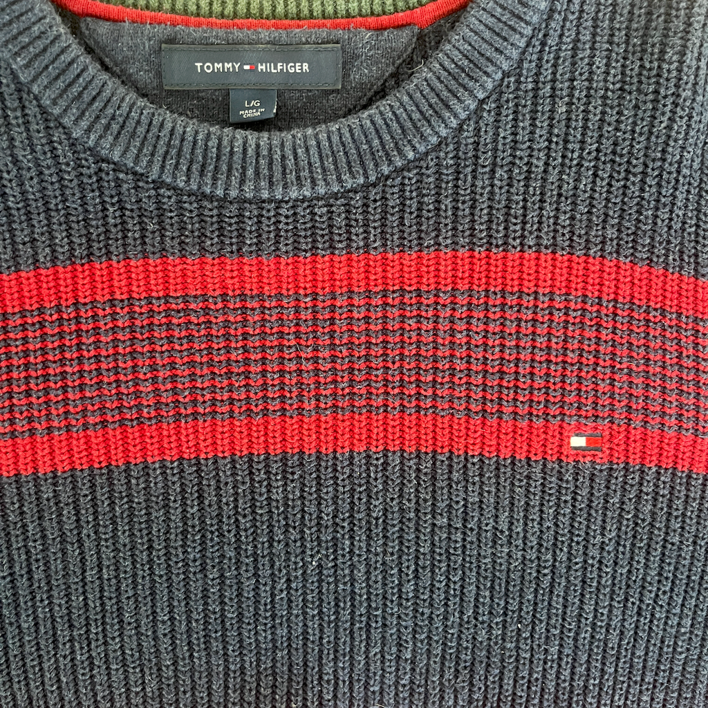 Tommy Hilfiger Pullover gestreift Blau Rot - L