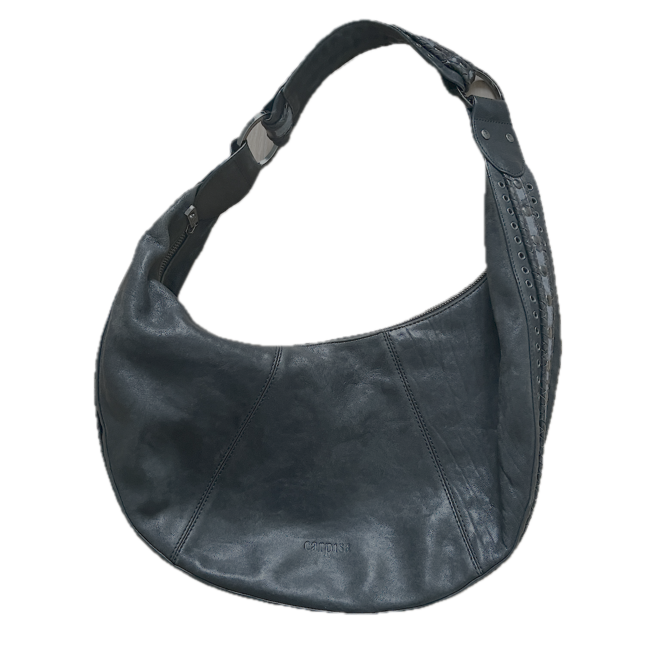 Schwarze mittelgroße Tasche mit eleganten Seitendetails