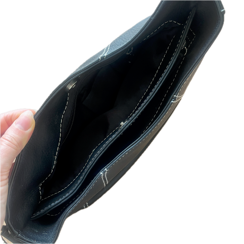 Tasche Lederoptik schwarz-weiss