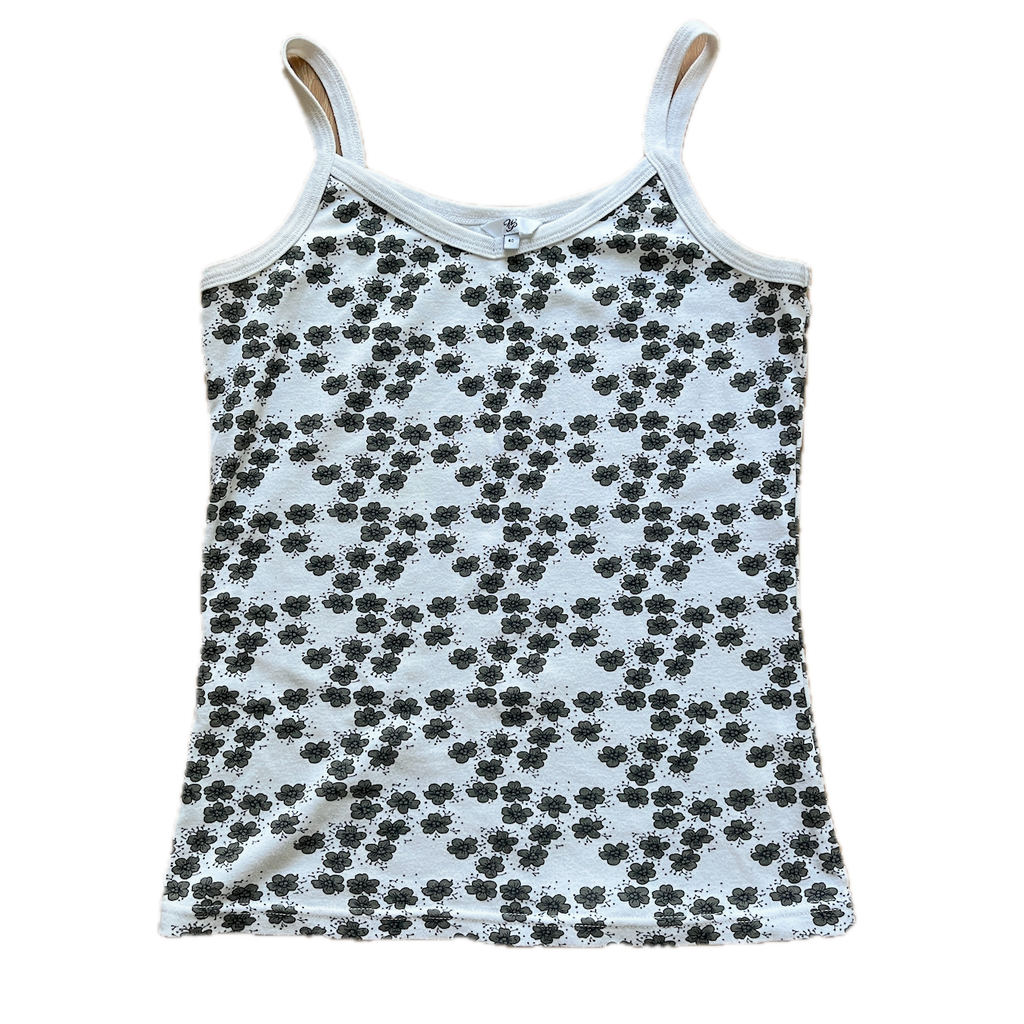 Top Blumen Khaki-Weiss - S/M