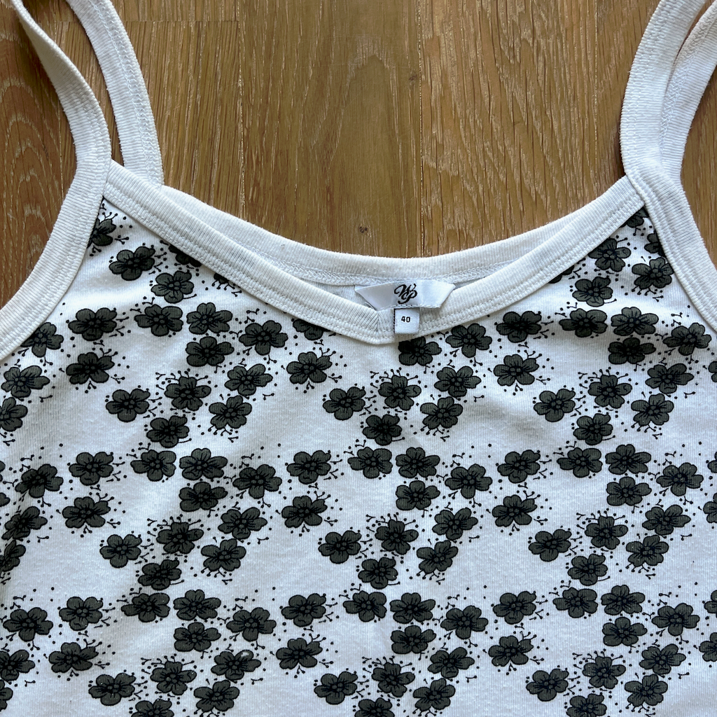 Top Blumen Khaki-Weiss - S/M