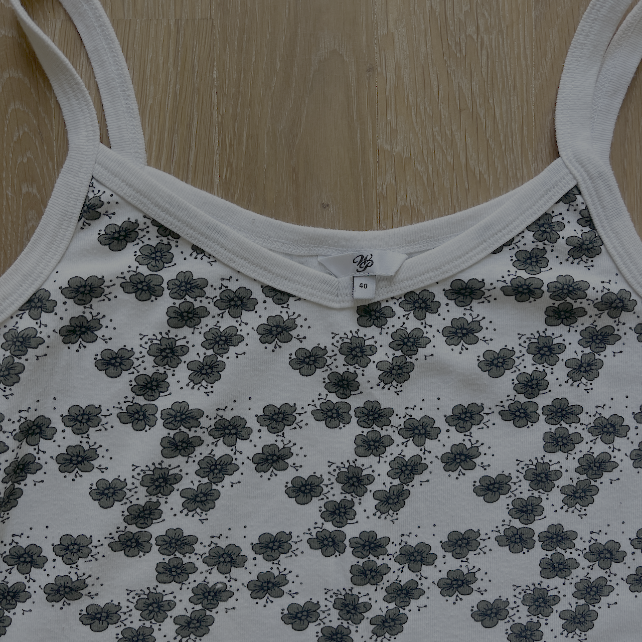 Top Blumen Khaki-Weiss - S/M