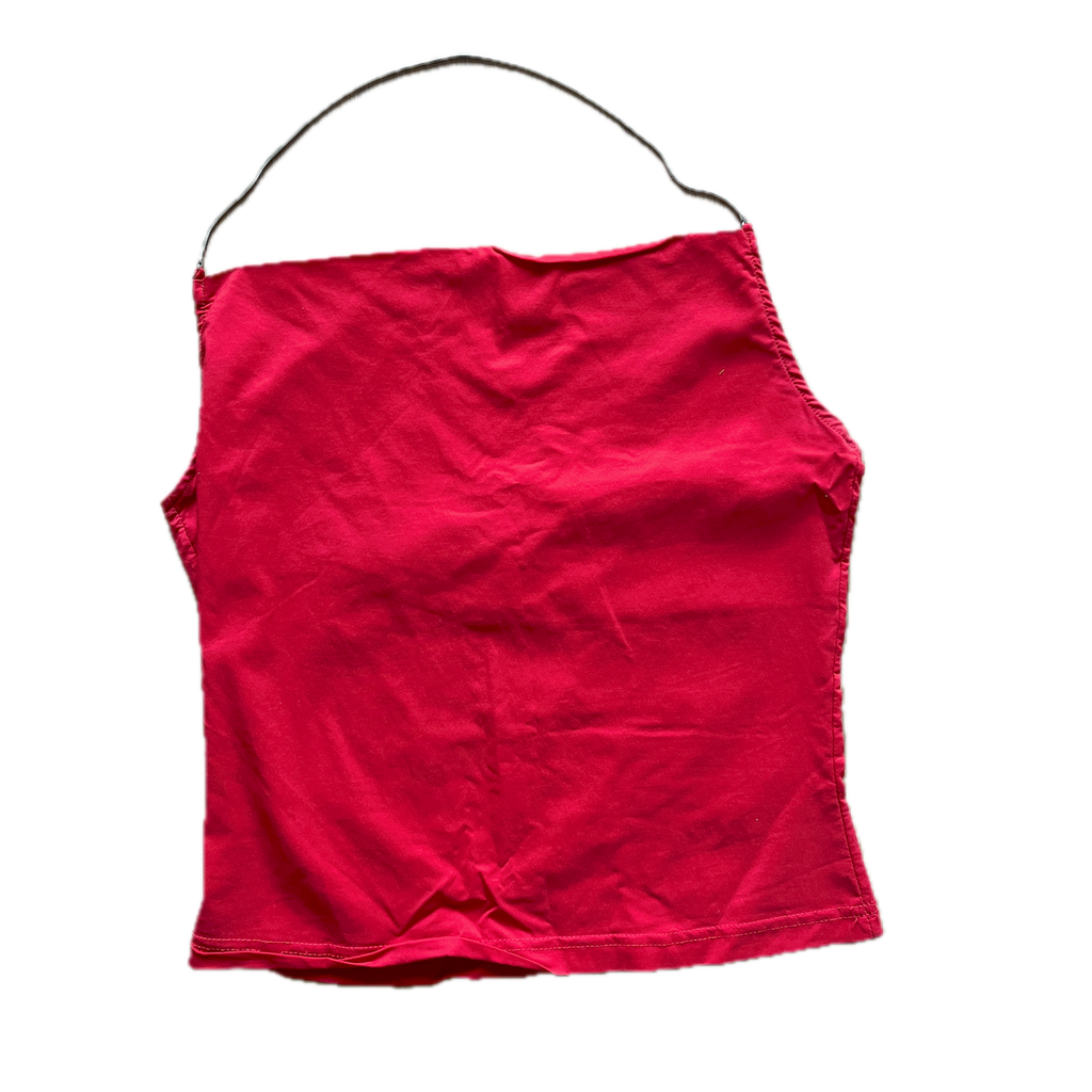 Rotes Top Wasserfall-Ausschnitt XS/S