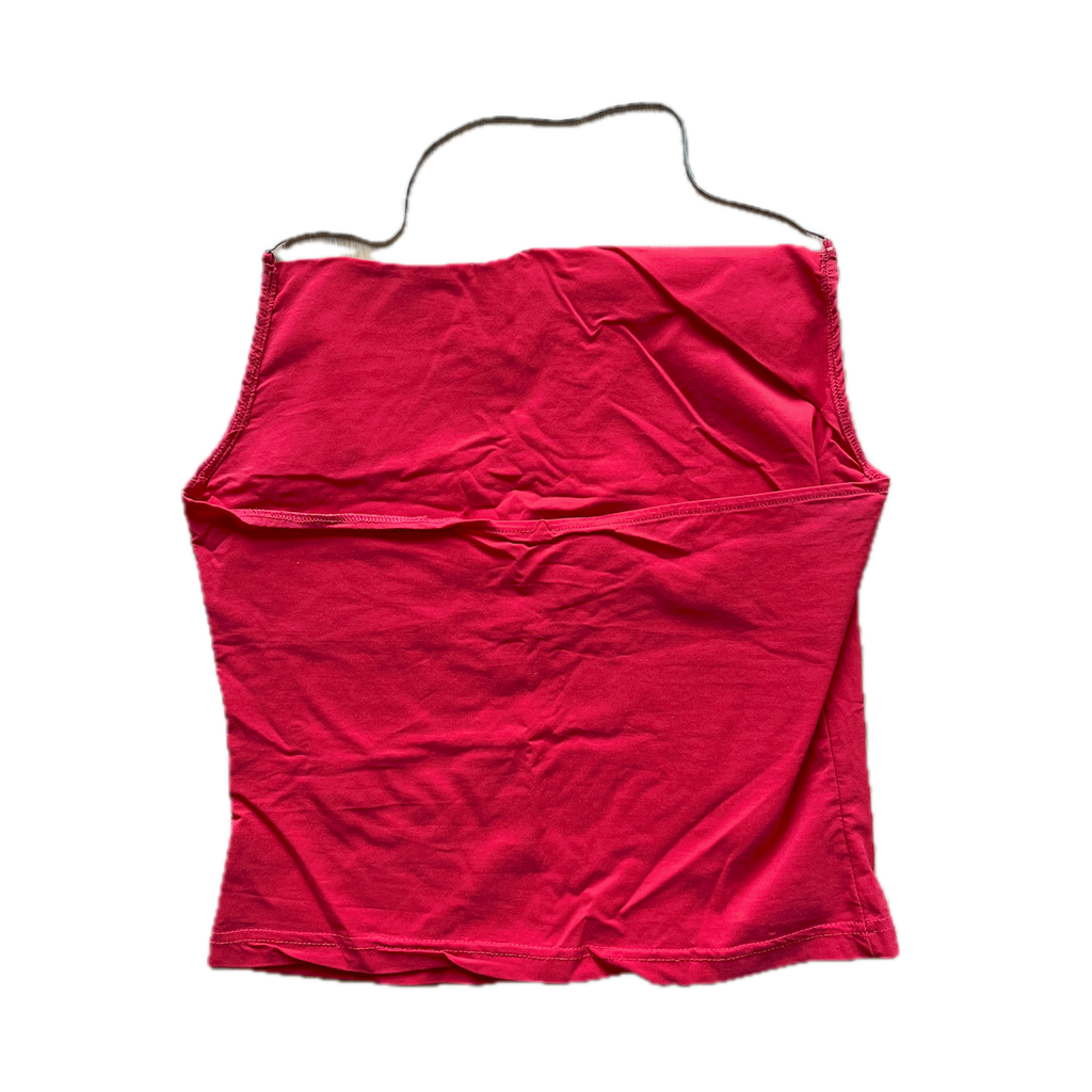 Rotes Top Wasserfall-Ausschnitt XS/S