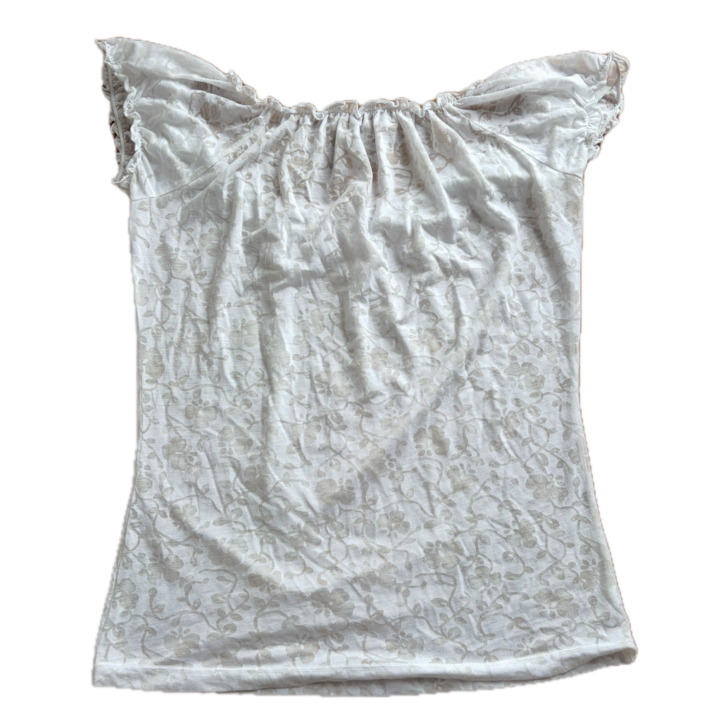 Weißes luftiges Top mit Blumenmuster - XS/S