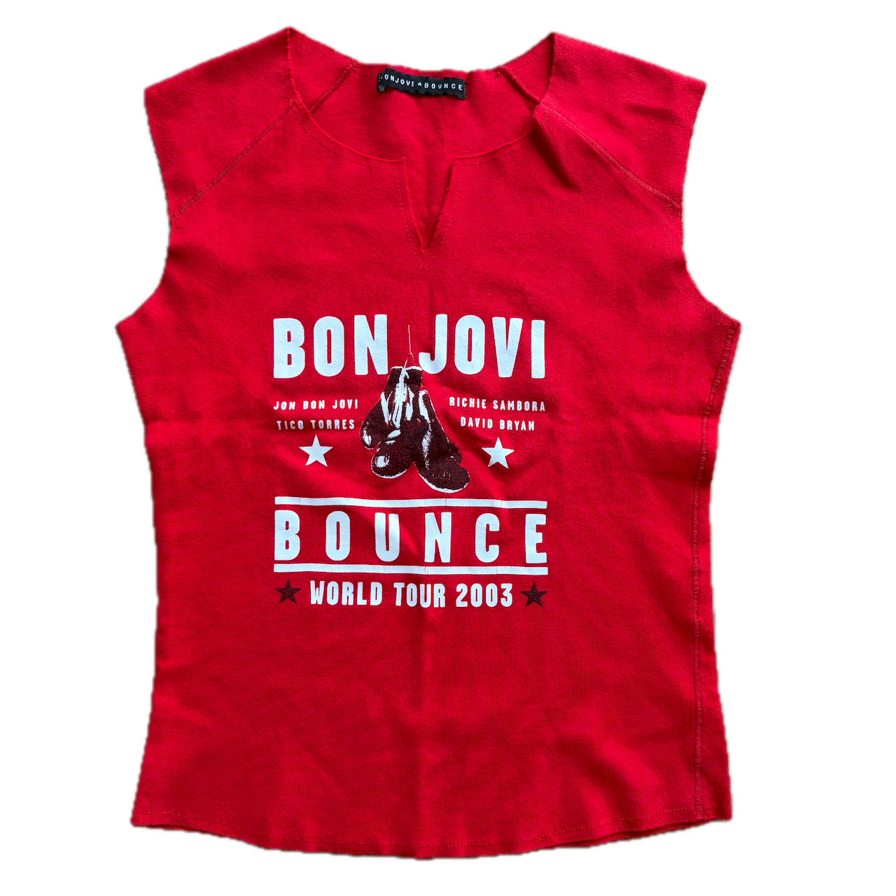 Bon Jovi World Tour 2001 Top mit Print rot - XS/S